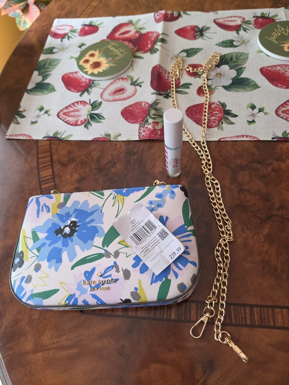 🌸 NWT Kate Spade Floral Crossbody + Amina Lip Gloss 💙✨